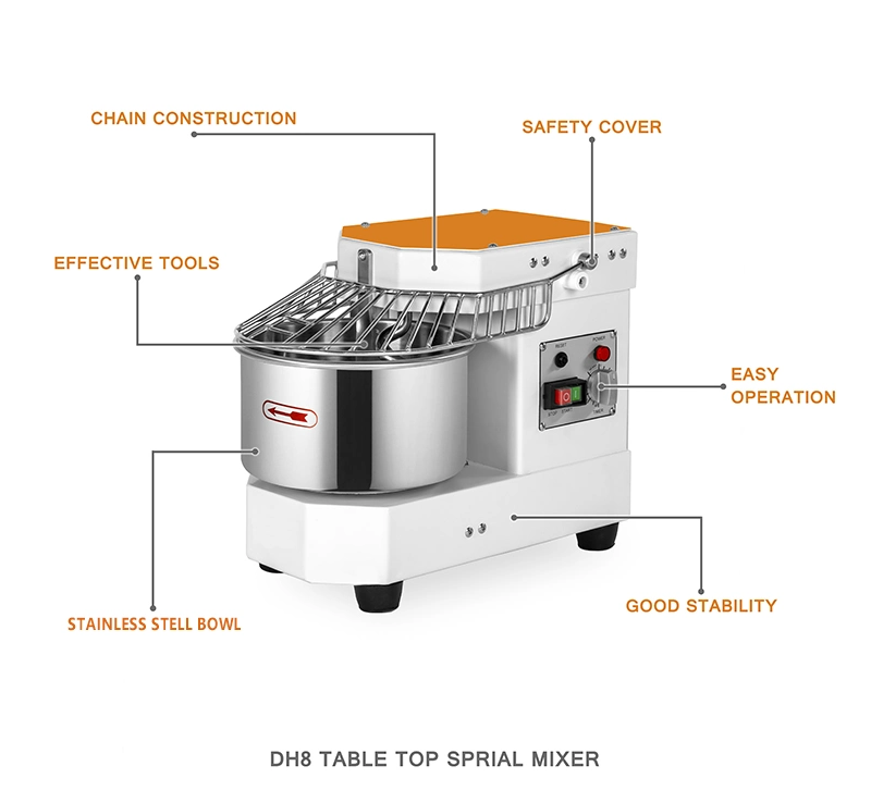 Baking Machine Commercial Table Top Dough Mixer 8L 3kg Mini Spiral Mixer