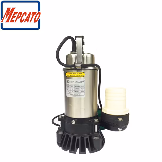 1HP Large Capacity Electric Stainless Steel Centrifugal Submersible Wastewater Muddy Water Discahrge Pump with Cutter for Construction Industrial Sites