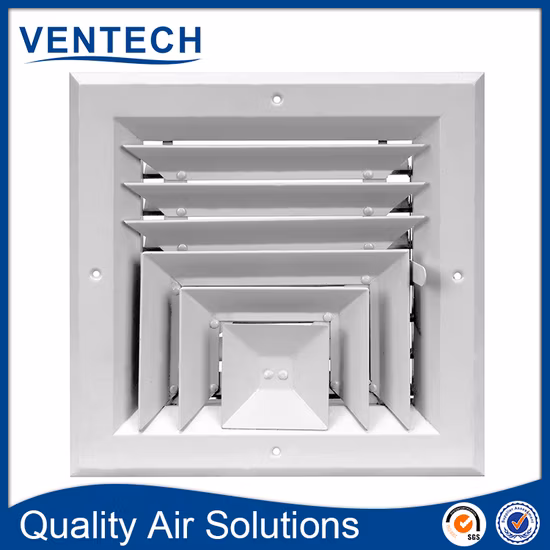 Aluminum Louver Faced Adjustable Multi Way Supply Air Ceiling Square Diffuser